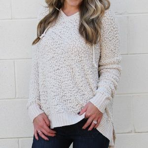 NEW American Threads fuzzy hooded sweater M/L